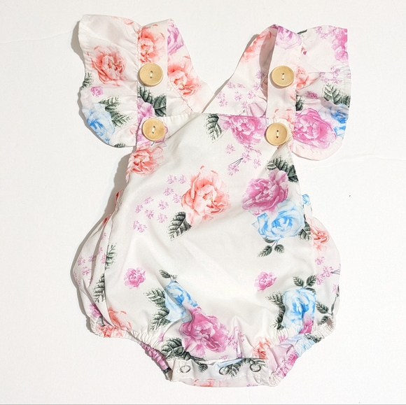 Harper Liz Floral Ruffled Baby Girls Romper Size: 6mo - Picture 1 of 6